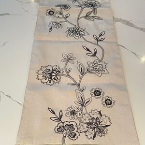 Champagne/Cream Floral Embroidered Table Runner. 69” X 13”